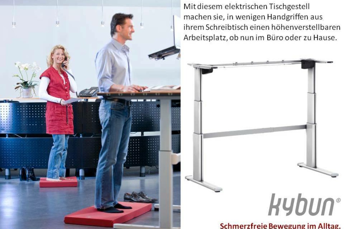 Elektrisch höhenverstellbare Tischkombination mit kybun Matte